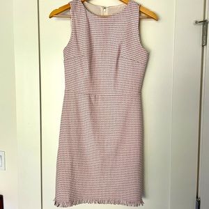 Loft Pink Checkered Fringe Shift Dress